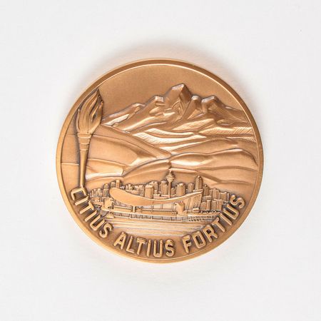 Lot #844 Calgary 1988 Winter Olympics Bronze Participation Medal with Original Case Medal - Image 1