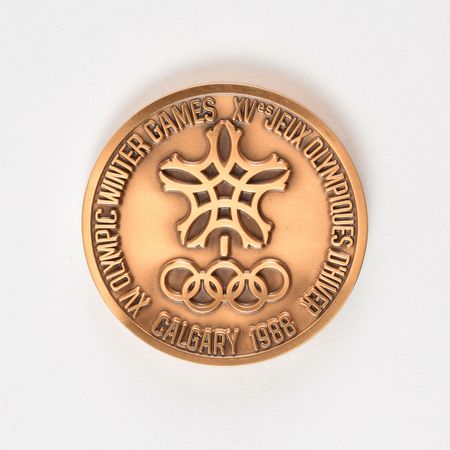 Lot #844 Calgary 1988 Winter Olympics Bronze Participation Medal with Original Case Medal - Image 2