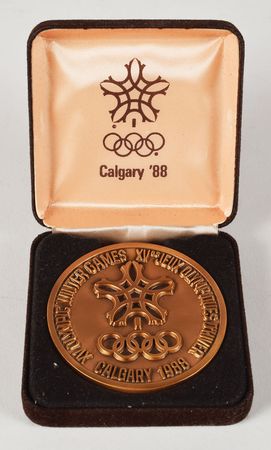 Lot #844 Calgary 1988 Winter Olympics Bronze Participation Medal with Original Case Medal - Image 4