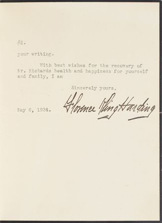 Lot #113 Florence K. Harding Typed Letter Signed - Image 2