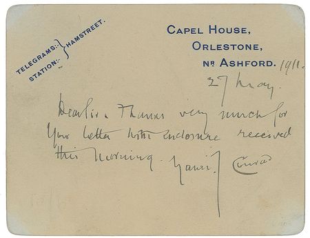 Lot #521 Joseph Conrad Handwritten Letter Signed - Image 1