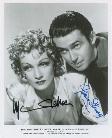 Lot #728 Marlene Dietrich and James Stewart Signed