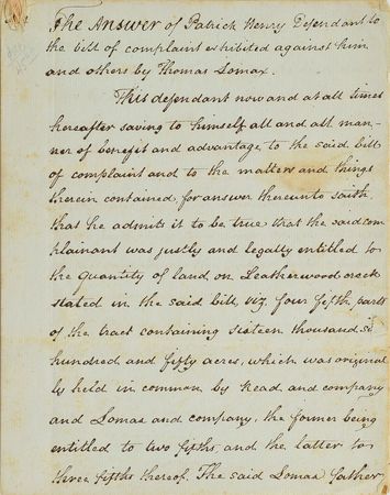 Lot #161 Edmund Randolph: Randolph affirms a deposition made by Patrick Henry in 1872 - Image 1