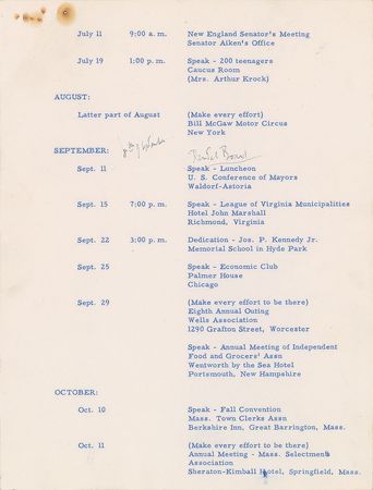 Lot #9014 John F. Kennedy's Personal Senate File Schedule With Hand Annotations - Image 1