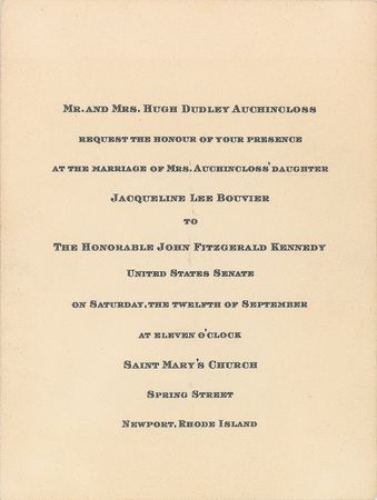 Lot #9011 John and Jacqueline Kennedy 1953 Wedding