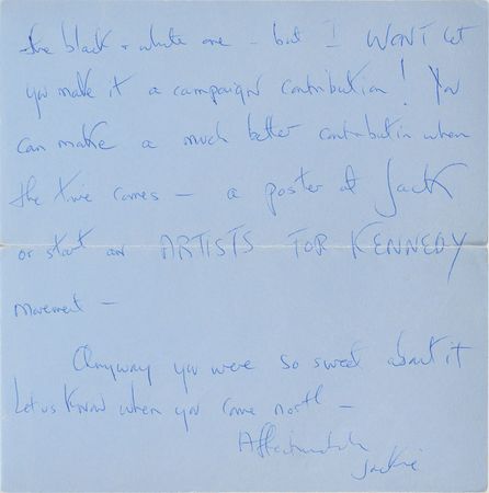 Lot #9073 Jacqueline Kennedy Collection of (4) Handwritten Letters, Telegram, and Negatives - Image 3
