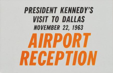 Lot #9076 John and Jacqueline Kennedy Dallas Love Field Reception Badge - Image 2