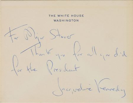 Lot #9080 Jacqueline Kennedy Handwritten Condolence Card Note and Ephemera - Image 1