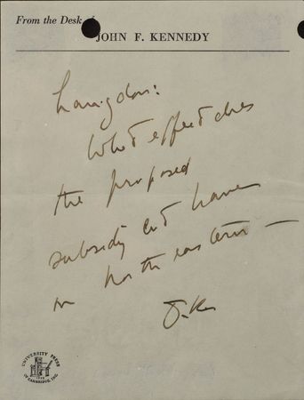 Lot #9038 John F. Kennedy Autograph Note Signed - Image 2