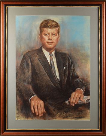 Lot #9032 John F. Kennedy Original Pastel Portrait Artwork by Louis Lupas - Image 2