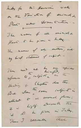 Lot #14 Charles Darwin: Darwin on his sweeping 1868 book, The Variation of Animals and Plants under Domestication - Image 1