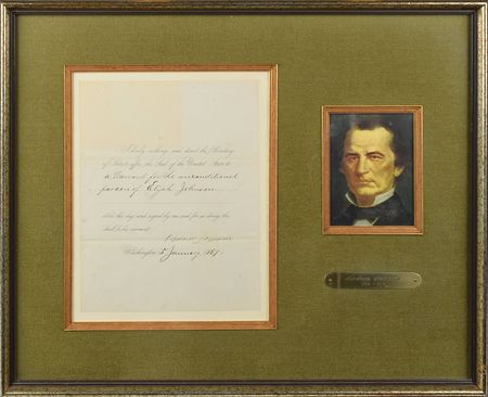 Lot #99 Andrew Johnson Signed Document - Image 1