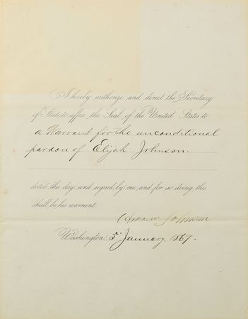 Lot #99 Andrew Johnson Signed Document - Image 2