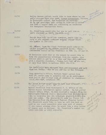 Lot #57 Carl Sagan Archive: Comprehensive archive from the files of Sagan's key assistant - Image 21