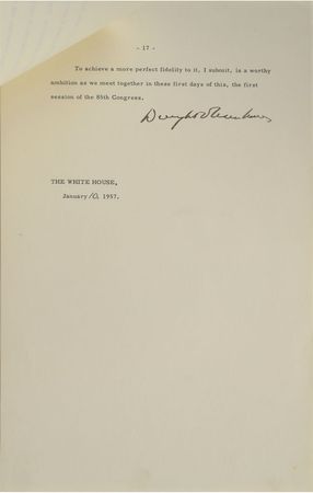 Lot #138 Dwight D. Eisenhower: Uncommon Ike-signed White House document - Image 2