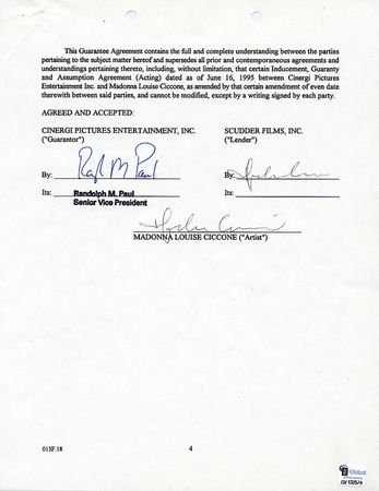 Lot #560 Madonna Signed Document - Image 1