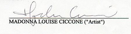 Lot #560 Madonna Signed Document - Image 2