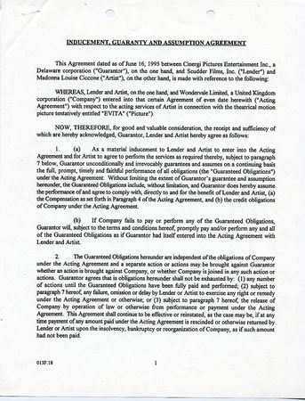 Lot #560 Madonna Signed Document - Image 3