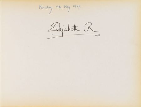 Lot #267 British Royalty: Sutton Place guest book signed by the Queen, Margaret, and Charles and Diana - Image 1