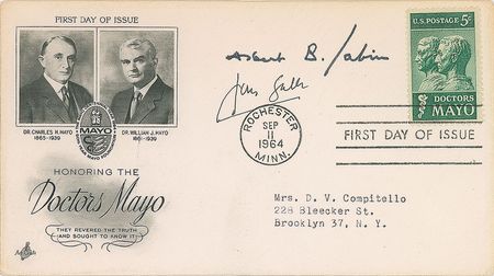 Lot #20 Jonas Salk and Albert Sabin First Day