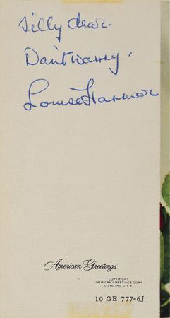 Lot #528 Beatles: Louise Harrison: A bit of leather and a note from a Beatle sister: 