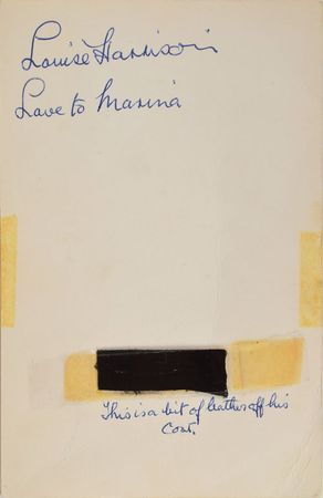 Lot #528 Beatles: Louise Harrison: A bit of leather and a note from a Beatle sister: 