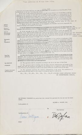 Lot #508 Bob Dylan Signed Document - Image 1