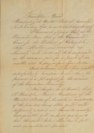 Lot #91 Franklin Pierce Signed Document - Image 1
