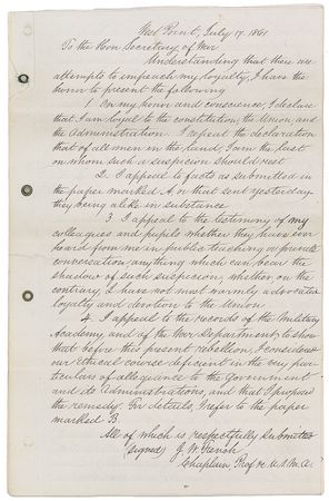 Lot #336 Jefferson Davis: As secessionist sympathies grow, the future rebel president corresponds with West Point’s chaplain - Image 2