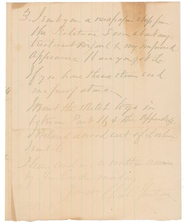 Lot #282 Charles Guiteau: Awaiting execution, Guiteau writes to his publisher concerning the status of The Removal - Image 1