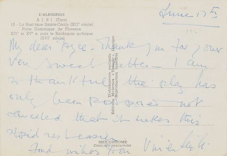 Lot #611 Vivien Leigh Handwritten Letter Signed - Image 1