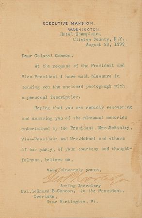 Lot #119 William McKinley and Garret Hobart: McKinley and his ailing vice president vacation on Lake Champlain - Image 2