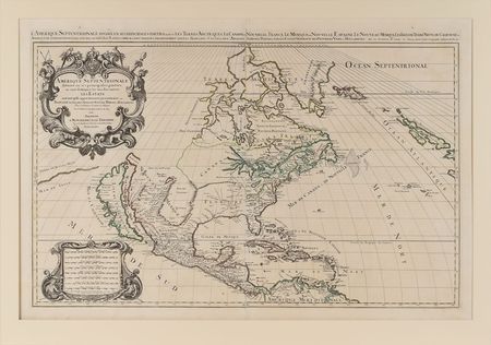 Lot #239 North American Map: 1692: Large, stunning 1692 map of 