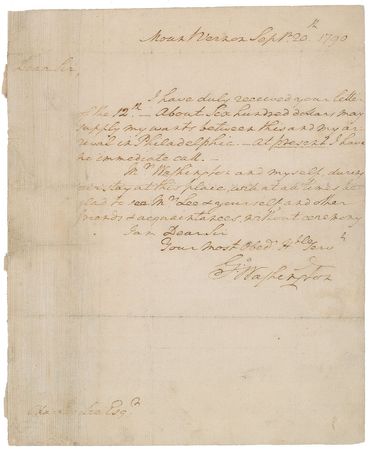 Lot #58 George Washington: President Washington writes from Mount Vernon to his future attorney general - Image 1
