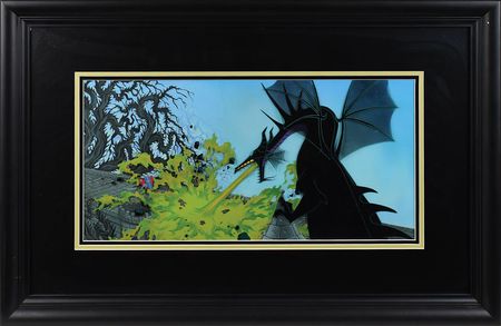 Lot #770 Maleficent and Prince Phillip production cels from Sleeping Beauty: Action-packed cel from the climactic battle scene - Image 2