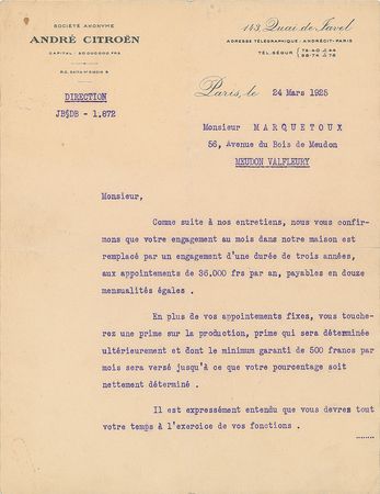 Lot #248 Andre Citroen Typed Letter Signed - Image 1