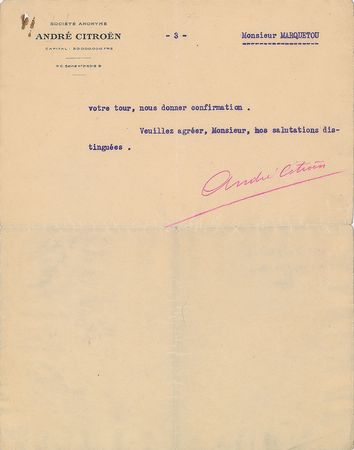 Lot #248 Andre Citroen Typed Letter Signed - Image 3
