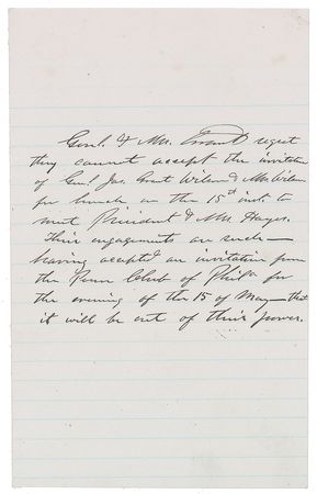 Lot #102 U. S. Grant: Declining a lunch with 