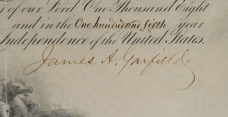 Lot #108 James A. Garfield: Excessively rare Marine Corps commission by President Garfield - Image 2