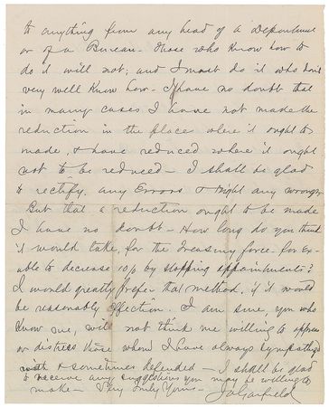 Lot #109 James A. Garfield: Garfield discusses his challenges in reducing government spending - Image 2