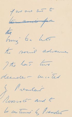 Lot #142 John F. Kennedy: Fourteen-page handwritten draft for a 1952 Senate campaign speech: 