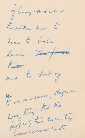 Lot #142 John F. Kennedy: Fourteen-page handwritten draft for a 1952 Senate campaign speech: 