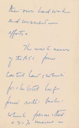 Lot #142 John F. Kennedy: Fourteen-page handwritten draft for a 1952 Senate campaign speech: 