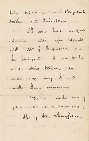 Lot #467 Henry Wadsworth Longfellow: Promoting a friend's lecture 