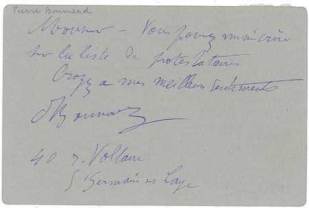 Lot #419 Pierre Bonnard Signed Note - Image 1