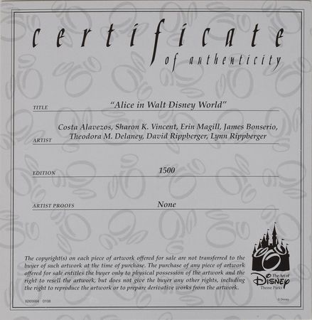 Lot #799 Alice limited edition cel from  Disney World - Image 3