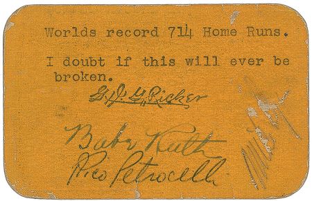 Lot #648 Babe Ruth: CBS employee pass signed by the Babe - Image 1