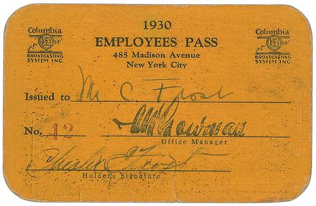 Lot #648 Babe Ruth: CBS employee pass signed by the Babe - Image 2