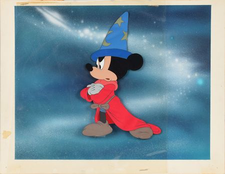 Lot #738 Mickey Mouse production cel and production concept background from  Fantasia - Image 1