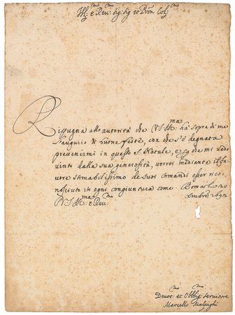Lot #2 Marcello Malpighi Signed Letter